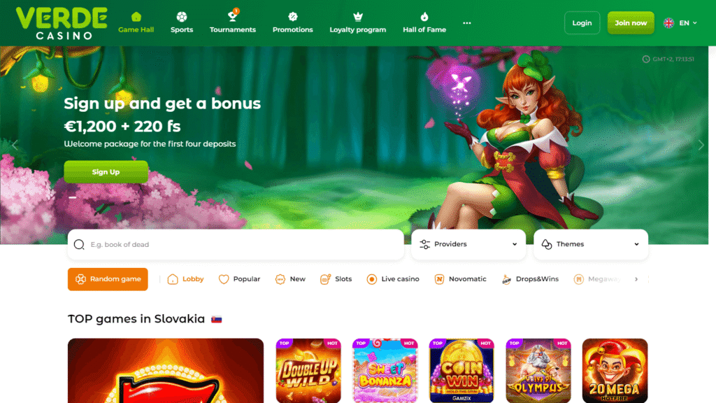 Verde Casino Homepage
