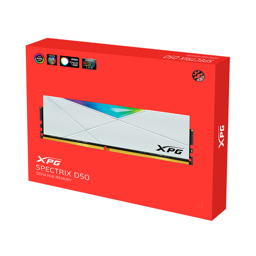 RAM DESKTOP ADATA XPG SPECTRIX D50 RGB WHITE (AX4U320016G16A-SW50) 16GB (1X16GB) DDR4 3200MHZ - Hình ảnh 3